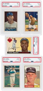 BROOKLYN/LA DODGERS MLB HALL OF FAME MEMBERS PSA GRADED LOT OF 15 CARDS.