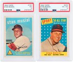 STAN MUSIAL PSA GRADED LOT OF FIVE CARDS.