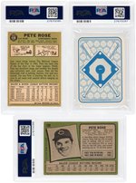 PETE ROSE TOPPS PSA GRADED LOT OF FIVE CARDS.