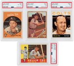 NELLIE FOX PSA GRADED LOT OF FIVE CARDS.