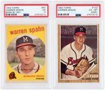 WARREN SPAHN PSA GRADED LOT OF SEVEN CARDS.