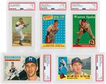 WARREN SPAHN PSA GRADED LOT OF SEVEN CARDS.