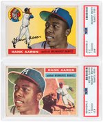 HANK AARON 1950s TOPPS PSA GRADED LOT OF SEVEN CARDS.