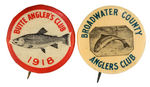 "ANGLERS CLUB" PAIR OF EARLY FISHING BUTTONS FROM HAKE COLLECTION.