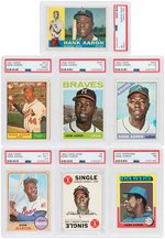 HANK AARON 1960s-1970s TOPPS PSA GRADED LOT OF NINE CARDS.