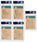 1961 FLEER BASKETBALL PSA GRADED LOT OF FIVE CARDS.