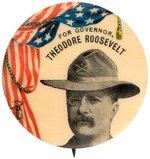 "FOR GOVERNOR THEODORE ROOSEVELT" ROUGH RIDER PORTRAIT BUTTON HAKE #3221.