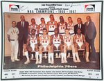 PHILADELPHIA 76ERS NBA CHAMPIONS - 1966-1967 TEAM PHOTO DOUBLE-SIGNED HOF ASHTRAY.