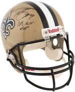 DREW BREES & REGGIE BUSH SIGNED NEW ORLEANS SAINTS FOOTBALL HELMETS.