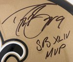 DREW BREES & REGGIE BUSH SIGNED NEW ORLEANS SAINTS FOOTBALL HELMETS.