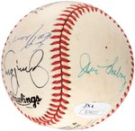 MLB HOF PITCHERS WARREN SPAHN/BOB FELLER/NOLAN RYAN SIGNED BASEBALL TRIO.