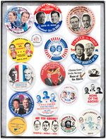 "SALESMAN"  AND DEBATE TYPE 19  BUTTONS FEATURING OPPOSING CANDIDATES.