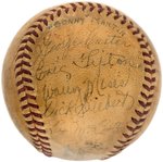 1939 PHILADELPHIA ATHLETICS TEAM-SIGNED BASEBALL WITH RARE HARRY O'NEILL SIGNATURE.