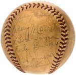 1939 PHILADELPHIA ATHLETICS TEAM-SIGNED BASEBALL WITH RARE HARRY O'NEILL SIGNATURE.