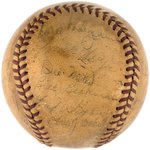 1939 PHILADELPHIA ATHLETICS TEAM-SIGNED BASEBALL WITH RARE HARRY O'NEILL SIGNATURE.