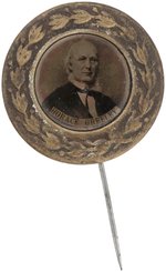 "HORACE GREELEY" FERROTYPE BRASS SHELL STICKPIN DeWITT 1872-26.