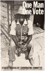 CIVIL RIGHTS SNCC "ONE MAN ONE VOTE" POSTER FEATURING POWERFUL PHOTO BY DANNY LYON.