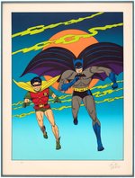 BOB KANE SIGNED BATMAN & ROBIN FRAMED LITHOGRAPH PROOF.