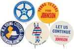 FIVE LYNDON JOHNSON 1964 YOUNG VOTERS CAMPAIGN BUTTONS.