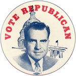 BOLD "VOTE REPUBLICAN" 1960 NIXON PORTRAIT BUTTON.