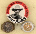 GENE AUTRY FRIENDSHIP RING BOTH VERSIONS PLUS HIS RADIO CLUB BADGE.