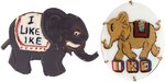 PAIR OF UNUSUAL "I LIKE IKE" ELEPHANT BADGES.