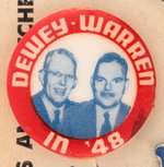 "MIDWEST BADGE & NOVELTY CO." SALES CARD WITH SCARCE DEWEY/WARREN JUGATE BUTTON UNLISTED IN HAKE.