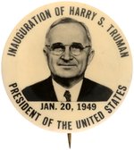 "INAUGURATION OF HARRY S. TRUMAN" REAL PHOTO PORTRAIT BUTTON HAKE #7.