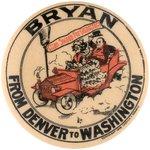 "BRYAN FROM DENVER TO WASHINGTON" SCARCE CARTOON BUTTON HAKE #3279.