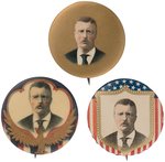 TRIO OF 1904 ROOSEVELT PORTRAIT BUTTONS.