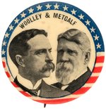 RARE "WOOLLEY & METCALF" 1900 PROHIBITION PARTY JUGATE BUTTON UNLISTED IN HAKE.