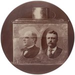 RARE McKINLEY/ROOSEVELT SEPIA TONED REAL PHOTO DINNER PAIL MOTIF JUGATE BUTTON UNLISTED IN HAKE.