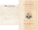 GREELEY HAND WRITTEN LETTER ON "OFFICE OF THE TRIBUNE" STATIONERY AND BIRTHDAY INVITATION.