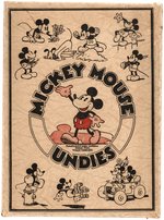 "MICKEY MOUSE UNDIES" BOX WITH EXAMPLE PAIR OF UNDERWEAR.