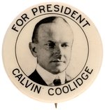 UNUSUAL "FOR PRESIDENT CALVIN COOLIDGE" REAL PHOTO PORTRAIT BUTTON UNLISTED IN HAKE.