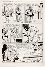 ARCHIE AS "PUREHEART THE POWERFUL" COMIC BOOK PAGE ORIGINAL ART PAIR W/COLOR GUIDES BY BILL VIGODA.