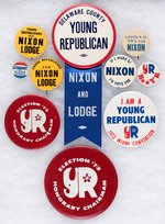 TEN NIXON YOUNG REPUBLICAN BUTTONS (OR YOUTH) WITH SIX FROM 1960 AND FOUR LATER, MOST QUITE SCARCE.