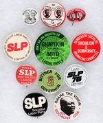 COLLECTION OF 11 SOCALIST LABOR PARTY BUTTONS INCLUDING THREE JUGATES.