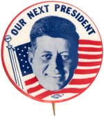 "OUR NEXT PRESIDENT" KENNEDY 1960 FLOATING HEAD BUTTON HAKE #32.