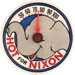 "HOT FOR NIXON" GRAPHIC 1960 CAMPAIGN PIN BACK THERMOMETER.