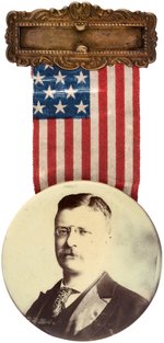 BOLD REAL PHOTO TEDDY ROOSEVELT CELLO. ON BRASS HANGER.