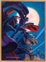 "MARVEL MASTERPIECES - NIGHTWATCH" TRADING CARD ORIGINAL ART BY THE BROTHERS HILDEBRANDT.