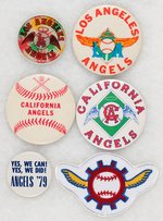 CALIFORNIA ANGELS MUCHINSKY COLLECTION THREE BUTTONS PLUS THREE UNLISTED ITEMS.