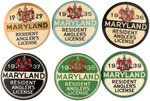 MARYLAND RESIDENT ANGLER'S LICENSES (6) 1929-1939.