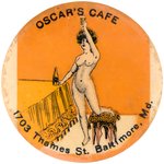 "OSCAR'S CAFÉ" PAIR OF SALOON MIRRORS EACH PICTURING IMPLIED PROSTITUTE.