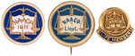 TRIO OF EARLY NAACP PINS INCLUDING RARE "1911" ENAMEL.