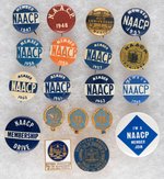 NAACP COLLECTION OF 19 MEMBER BUTTONS AND ENAMEL SERVICE PINS 1947 TO C. 2000.