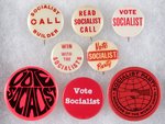 SOCIALIST BUTTONS (8) INCLUDING RARITIES FOR 1930'S NYC NEWSPAPER "SOCIALIST CALL".