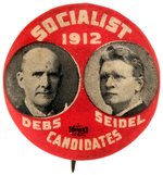 "SOCIALIST CANDIDATES 1912 DEBS SEIDEL" JUGATE BUTTON HAKE SOC-10.