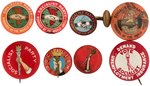 EIGHT SOCIALIST PARTY CLASPED HANDS AND HAND WITH TORCH LOGO ITEMS MOST EARLY 1900s.